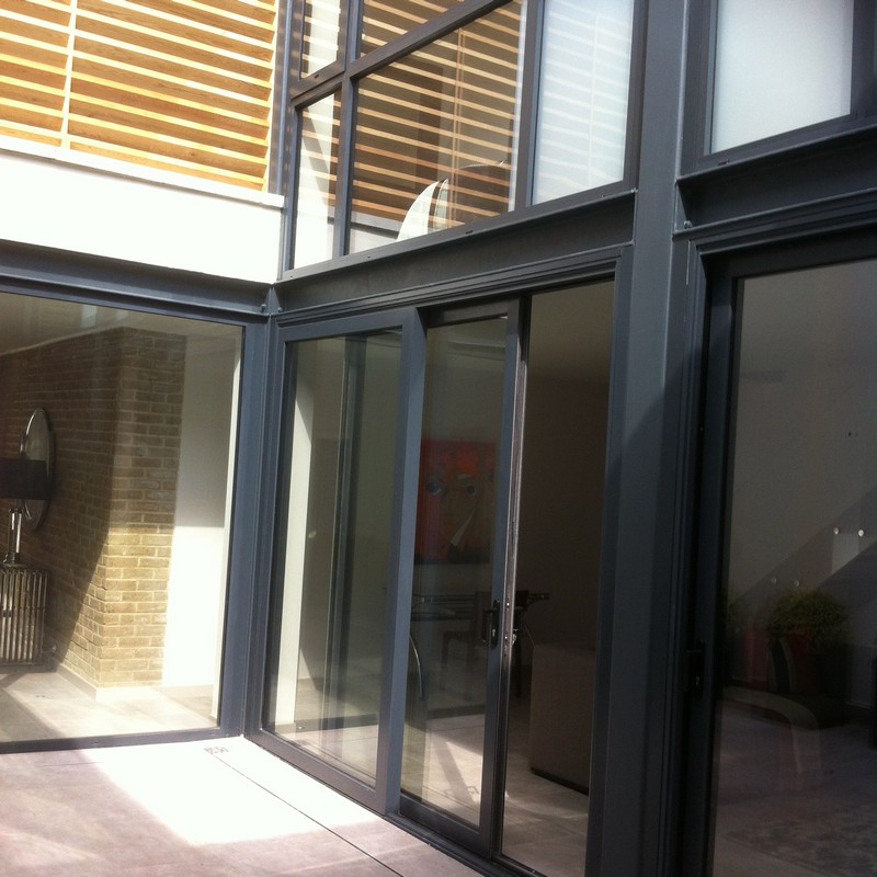 Anthracite aluminium sliding patio doors fitted in Chelsea