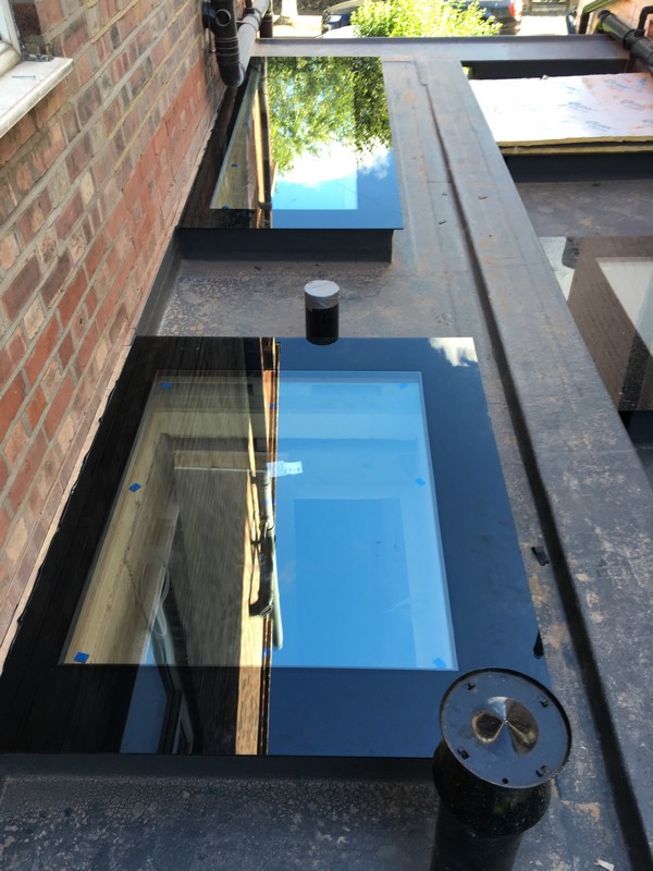 Multiple flat roof skylights on extension in Chelsea